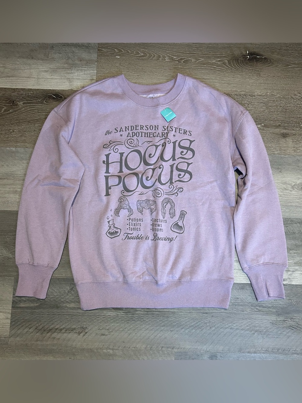 NWT XS Disney Hocus Pocus Purple Crew Neck Halloween Fall Sweater